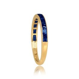 18k Yellow Gold band with French-Cut Sapphire Half Eternity Manetto Band 2.6mm 15845