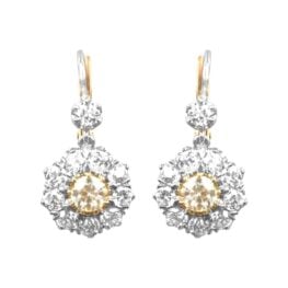 Floral Yellow Diamond platinum on gold Balmoral Earrings JUN2615 TV