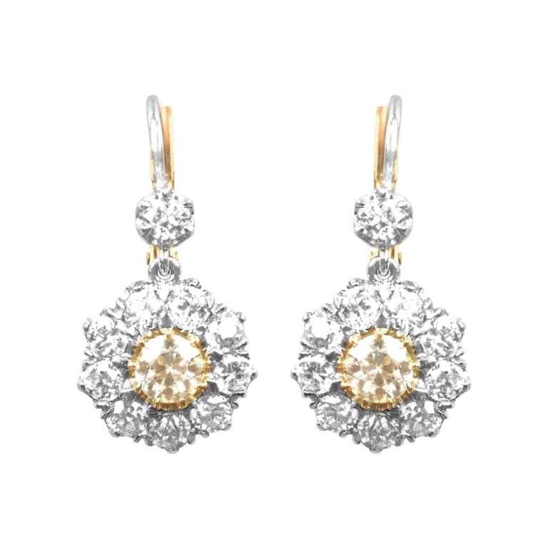 Floral Yellow Diamond Balmoral Earrings