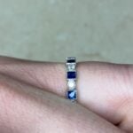 Sapphire And Diamond Alternating Half Eternity Band
