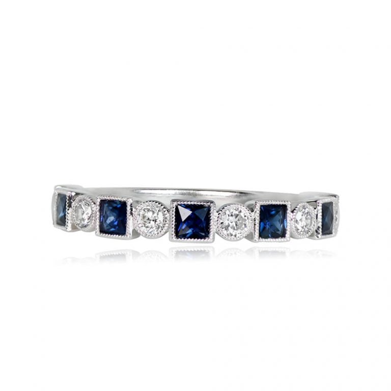 Sapphire and Diamond Platinum Donegal Band. 3mm