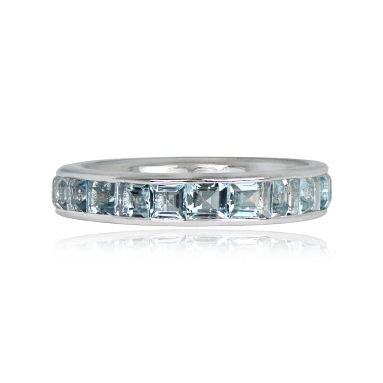 Platinum Channel Set 2.46ct Aquamarine Juneau Eternity Band. 4mm