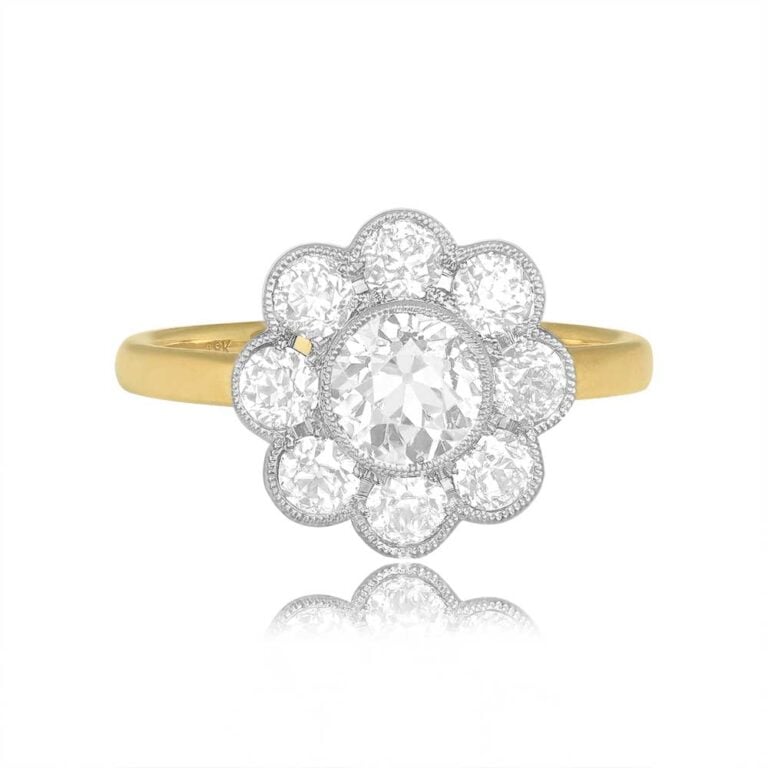 0.80ct Old European Cut Diamond Cluster Lamego Ring