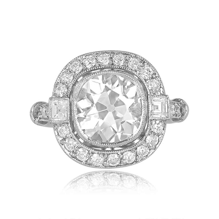 2.75ct Old Cushion and Platinum Halo Belem Ring