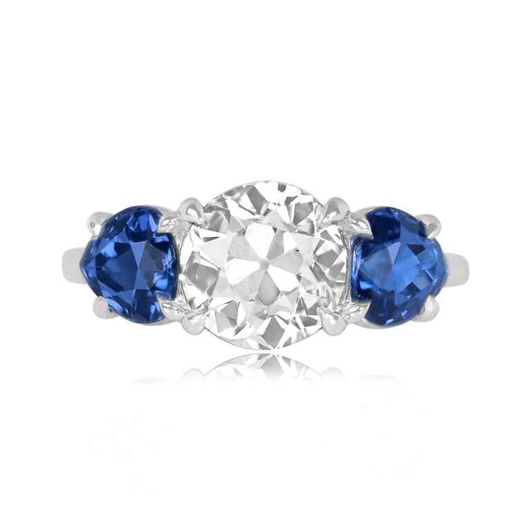 2.03ct Diamond and Sapphire Three Stone Strand Ring