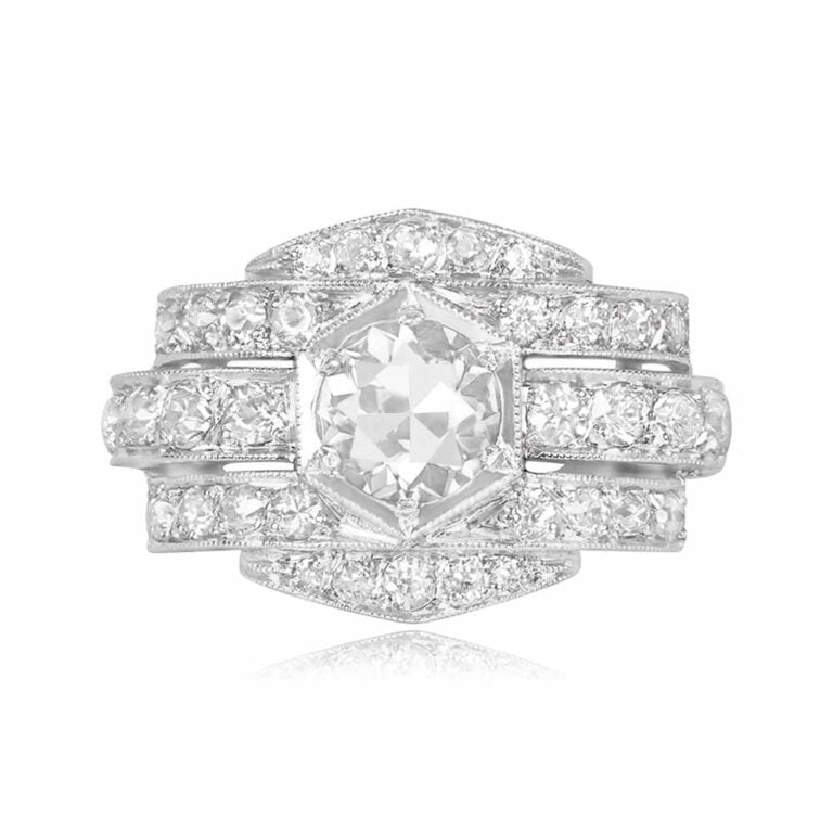 0.83ct Diamond Geometric Platinum Mill Ring
