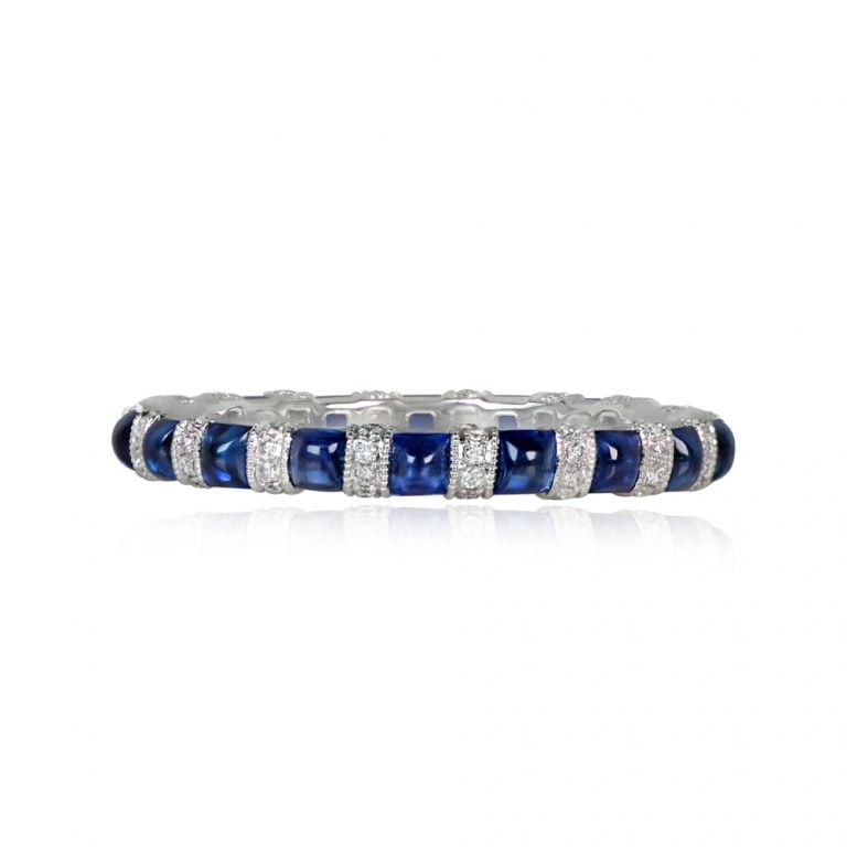 Sugar Loaf Sapphires and Diamond Millwood Band. 2.50mm