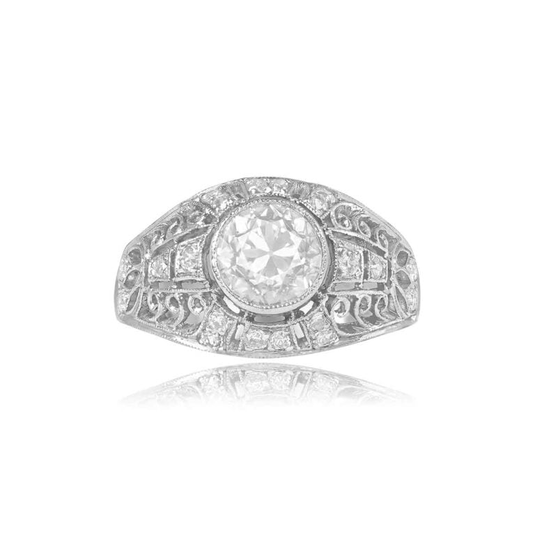 Edwardian Era 1.13ct Old European Diamond Whitfield Ring, Circa 1900