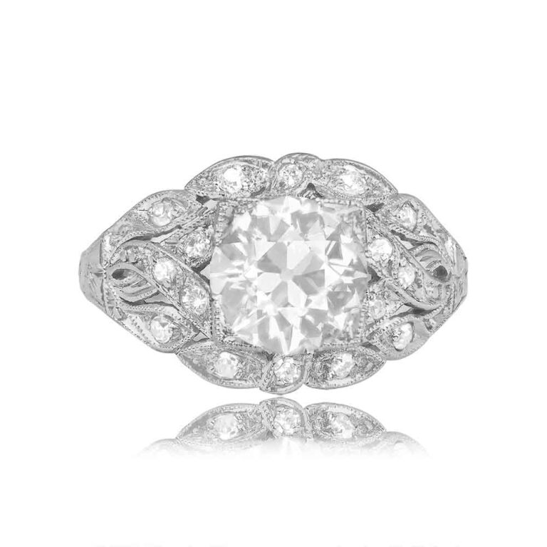 Edwardian Era GIA Certified 1.61ct Diamond Trieste Ring, Circa 1910