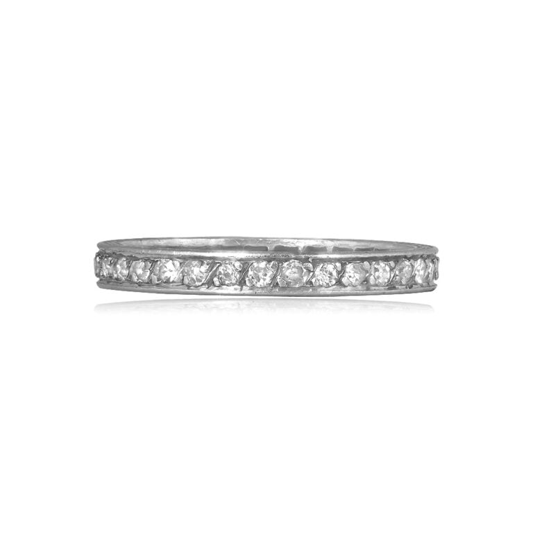 Antique Diamond Platinum Bellerose Band, Circa 1920 2.60mm