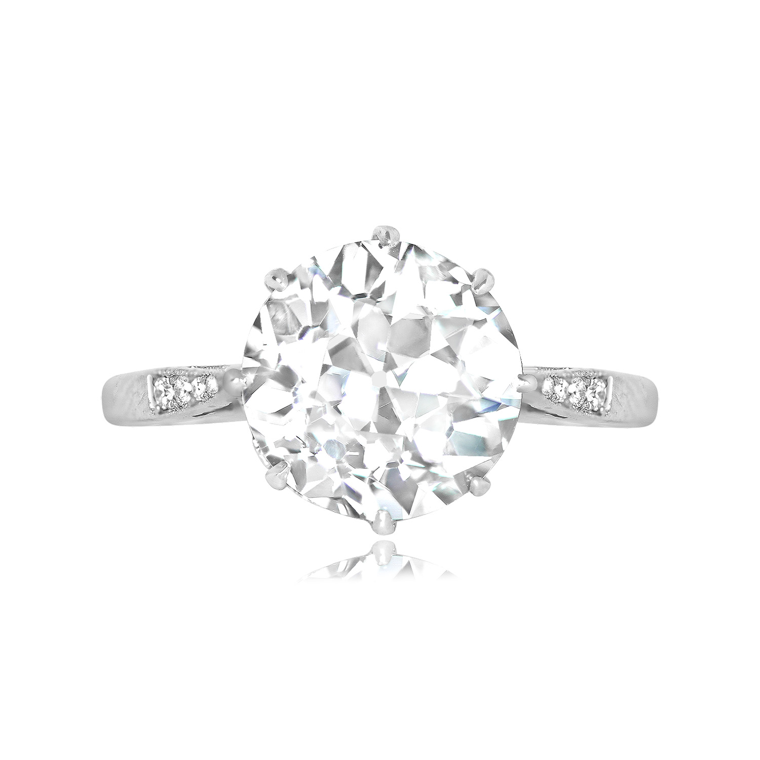 14034 TV 1500P WEB 4ct Antique Diamond Ring Beckton Ring Top View 14034 TV