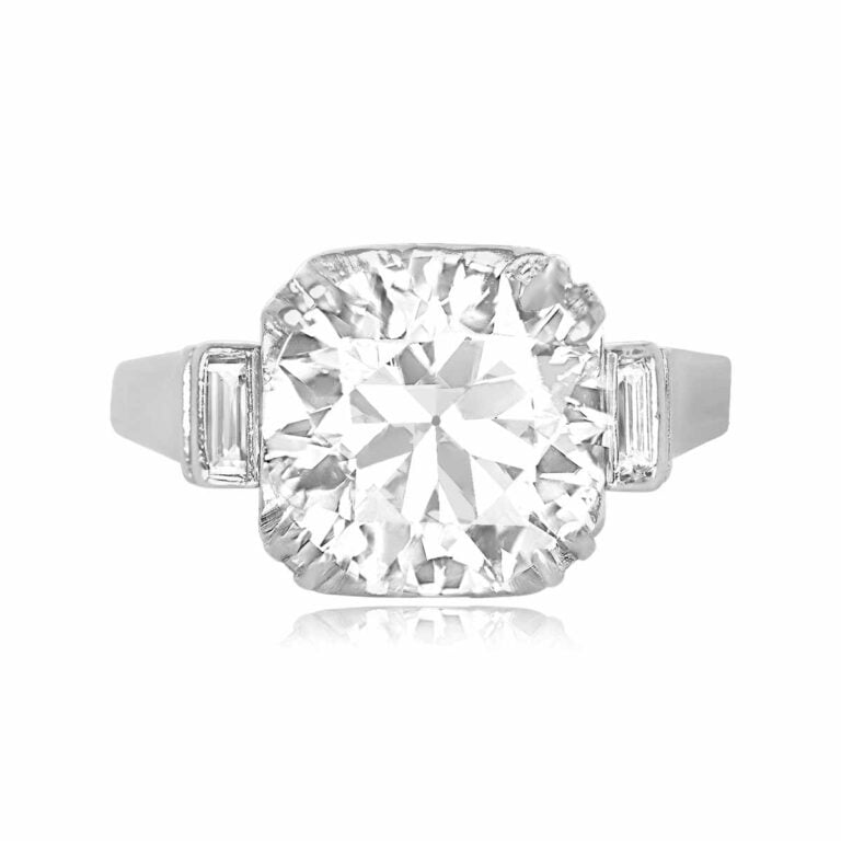 Vintage GIA 3.65ct Diamond Debonair Ring. Retro Era, Circa 1940