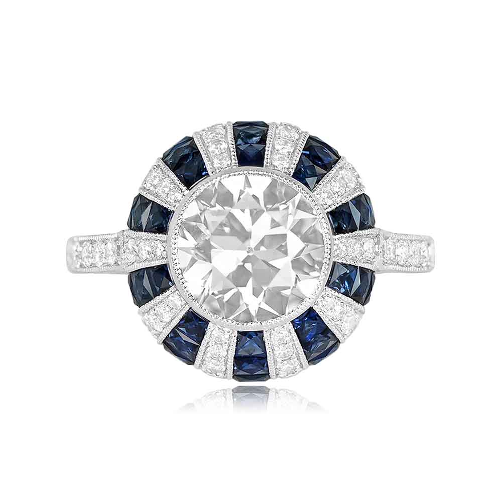 14400 TV 1000P Platinum Old European Cut Diamond Ring Eramosa Ring Top View 14400
