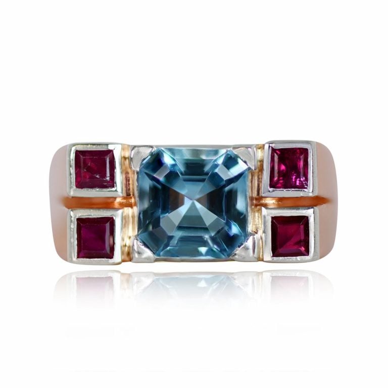 1.37ct Aquamarine Sesia Ring. Circa 1940, Vintage, Retro Era