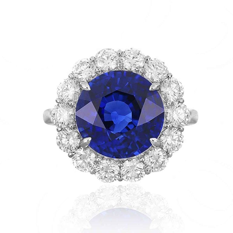 8.36ct Ceylon Sapphire Halo Swansea Ring