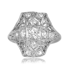Antique H Color Diamond Lumier Ring. Art Deco Era, Circa 1925 14509