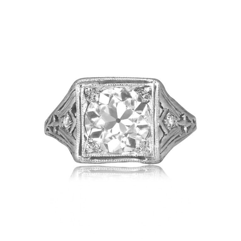 Art Deco 1.59ct Diamond Geometric Holbrook Ring, Circa 1920