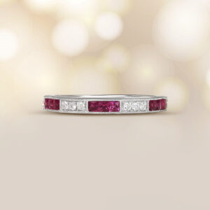 Ruby Riddaford Platinum 3x3 Ruby and Diamond Redford Band. 2.6mm - EDJ