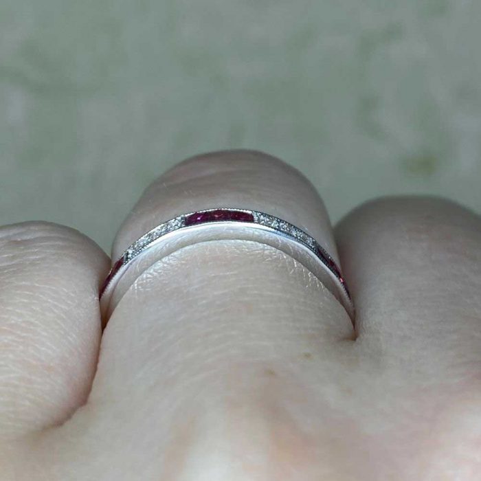 Ruby Riddaford Platinum 3x3 Ruby and Diamond Redford Band. 2.6mm - EDJ