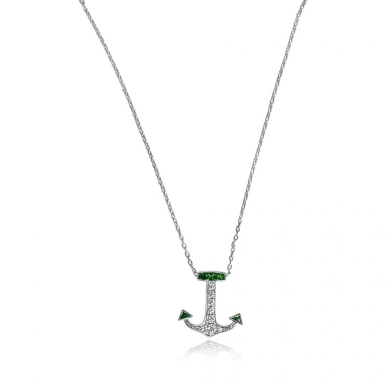 Emerald and Diamond Anchor Selkirk Pendant