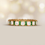 Emerald and Diamond Band Brentwood Band Top View Artistic