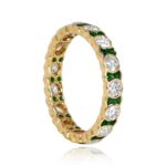 14575-TSV-1000PX Brentwood band round brilliant cut diamond and green emerald band