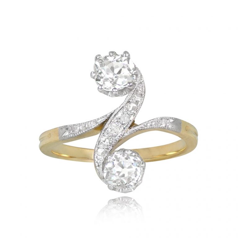 Edwardian Era Diamond Platinum on Gold Englewood Ring, Circa 1900