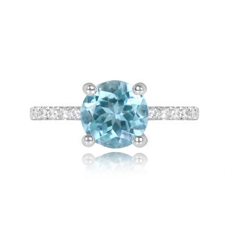 1.18ct Round Aquamarine and Diamond White Gold Anaheim Ring