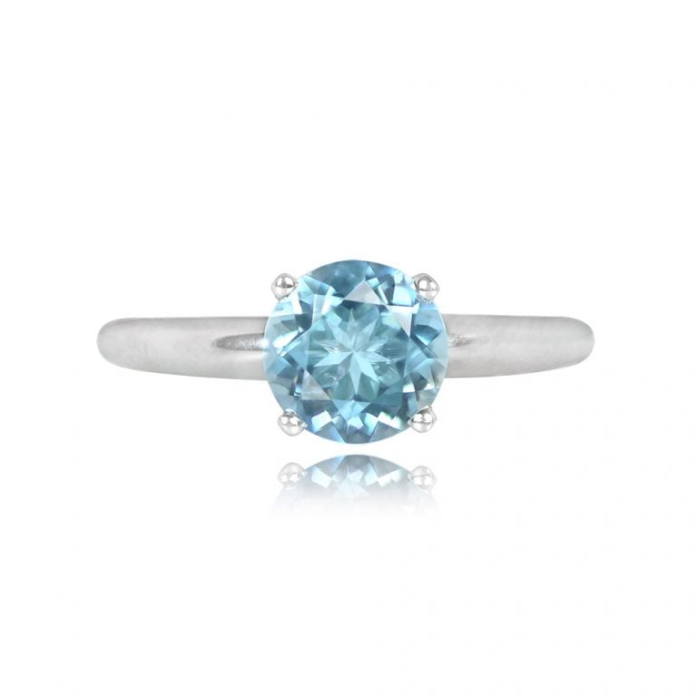 1.14ct Round Aquamarine Platinum Springfield Ring