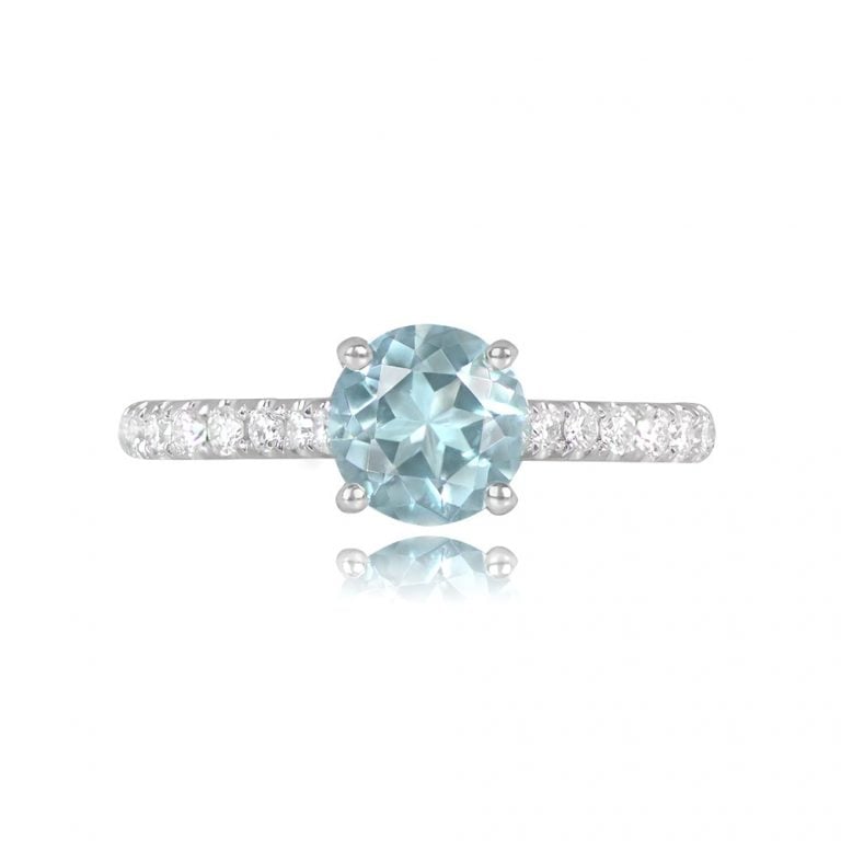 0.86ct Aquamarine and 18k White Gold Cincinnati Ring