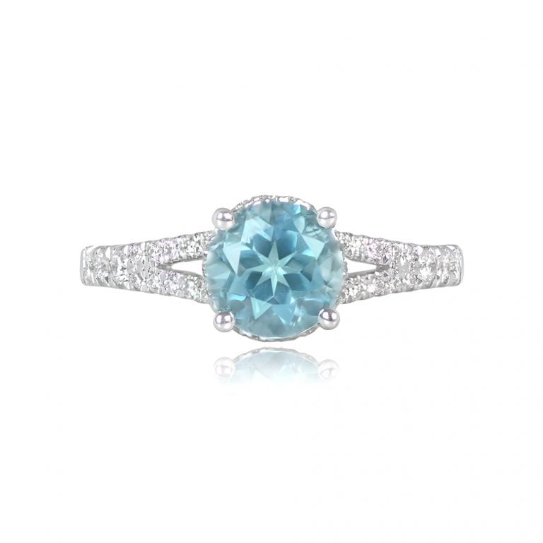 1.37ct Aquamarine and Diamond Accent Chambers Ring