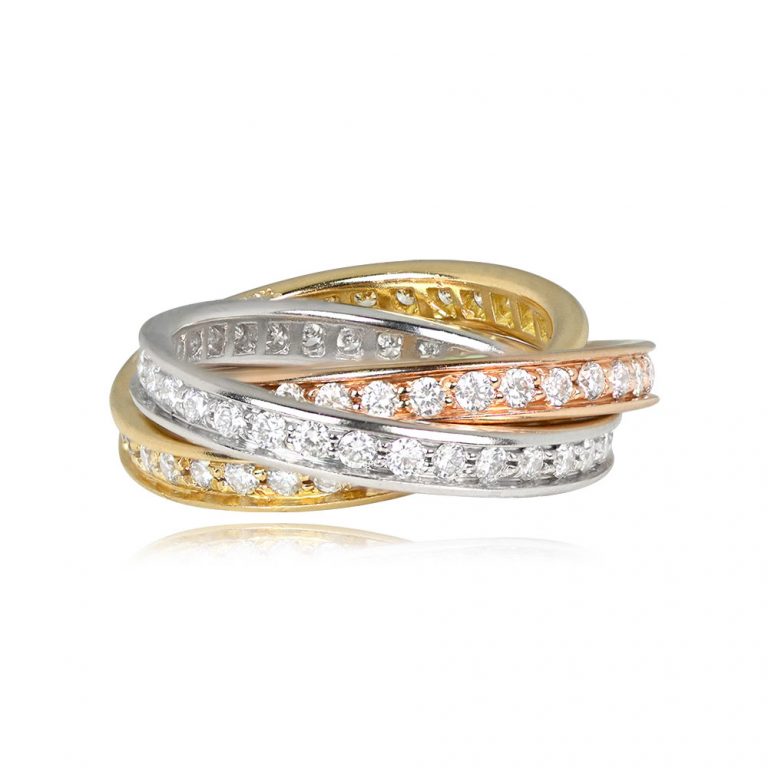 Cartier Tri Gold and Diamond Eternity Rolling Ring