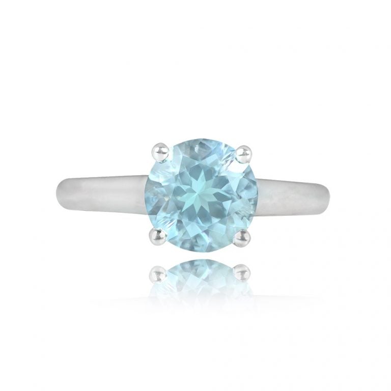 1.62ct Round Aquamarine Solitaire Lansing Ring