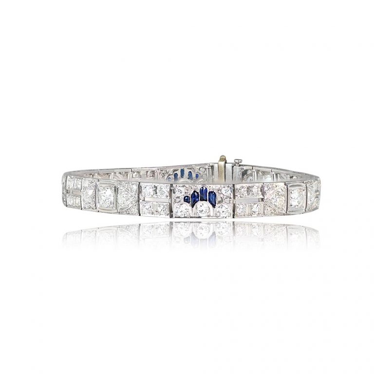 Antique Diamond and Sapphire Penndel Bracelet. Art Deco Era, Circa 1925.
