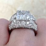 Bulgari engagement ring with a 5.01 carats emerald cut diamond at the center