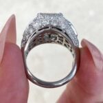 Bulgari signed ring featuring a 5.01 carat emerald cut diamond diamond set in prongs