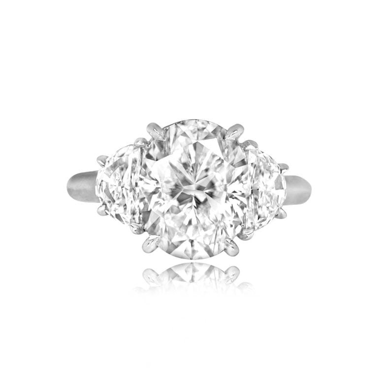 4ct Oval Cut Diamond Platinum Three Stone Oakville Ring