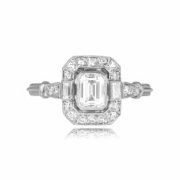 Platinum 0.50ct Emerald Cut Diamond Halo Hamilton Ring 14825