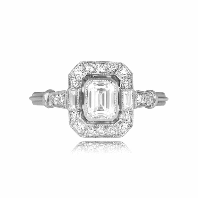 Platinum 0.50ct Emerald Cut Diamond Halo Hamilton Ring