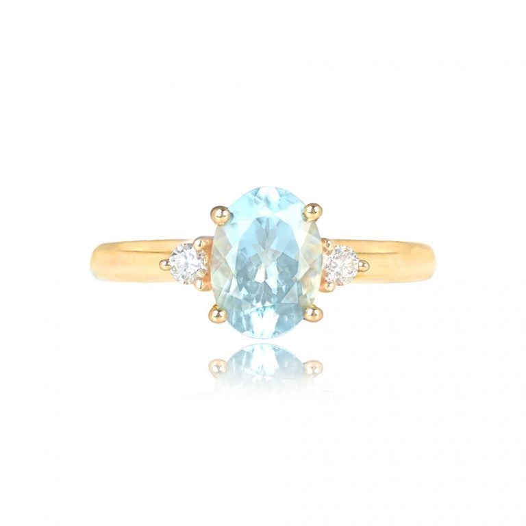 1.20ct Oval Aquamarine Riverbend Ring