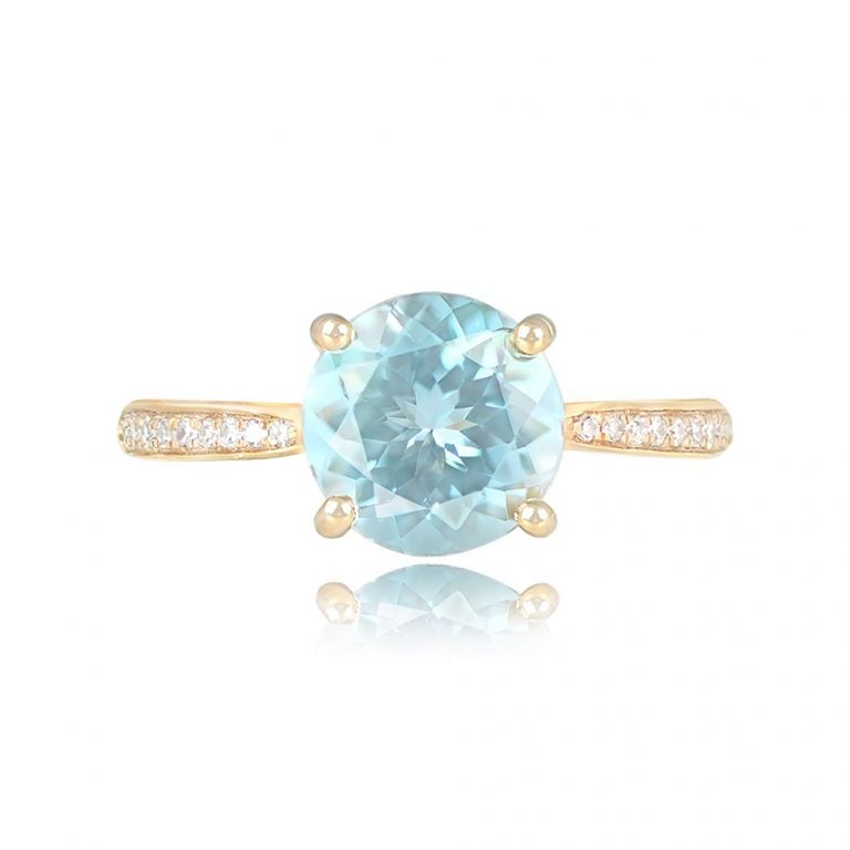 1.90ct Aquamarine and Diamond 18k Gold Coppabella Ring