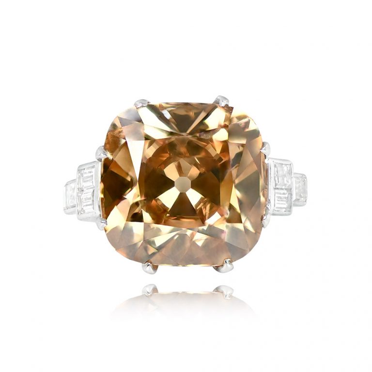 Art Deco GIA 13.03ct Fancy Diamond Rockwell Ring. Antique, Circa 1925.