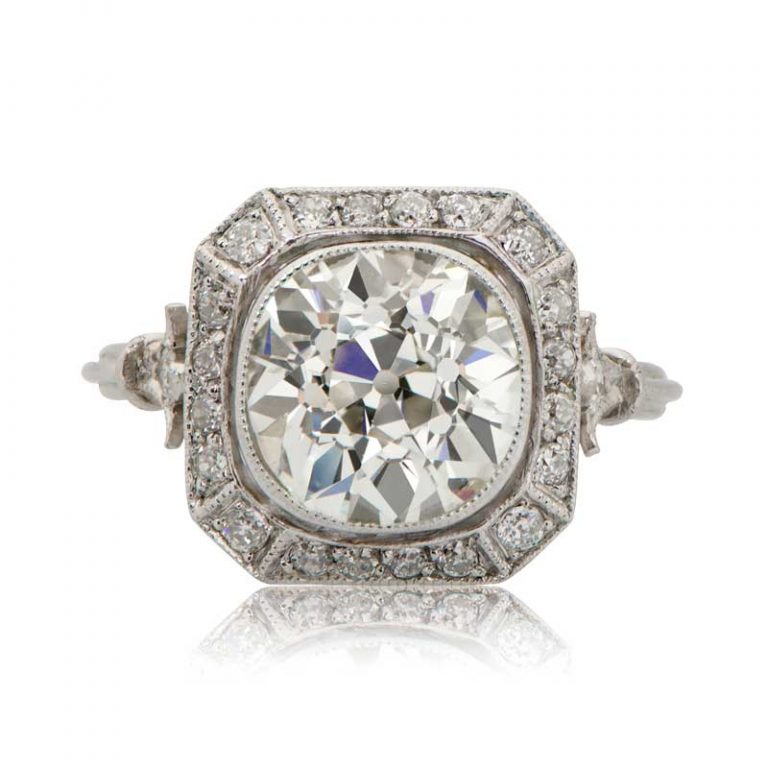 3.40ct Art Deco Style Diamond Ring with Halo