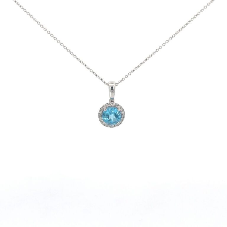 Topaz with Diamond Halo Fairfax Pendant