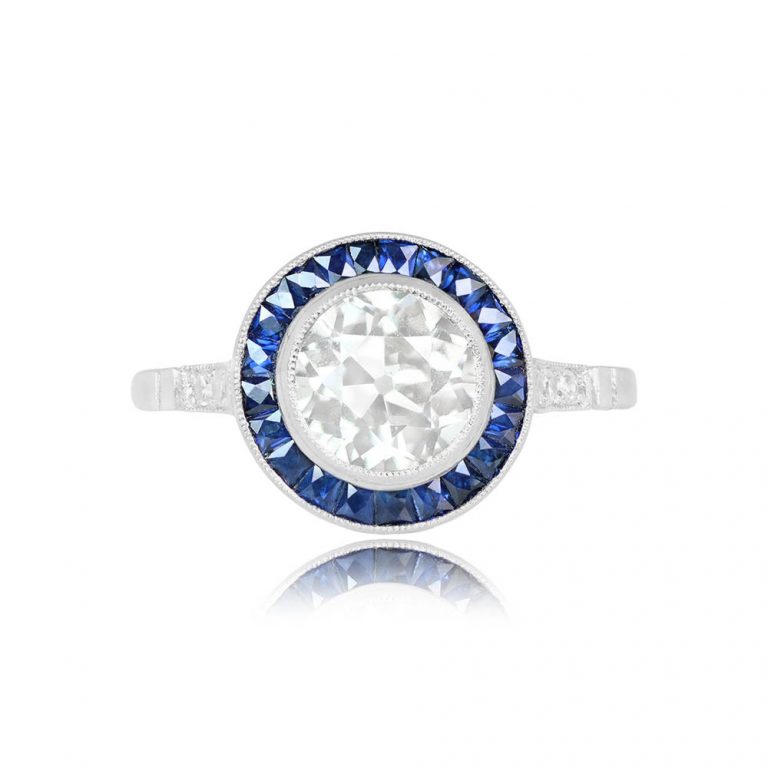 1.33ct Diamond and Sapphire Halo Wynne Ring