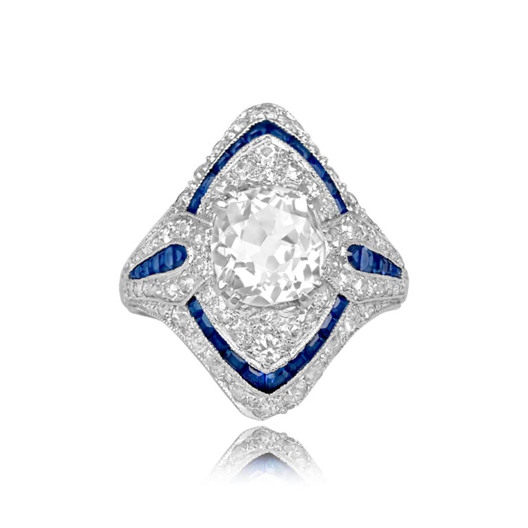 T.B. Starr Antique Art Deco Era Diamond and Sapphire Ring, Circa 1920