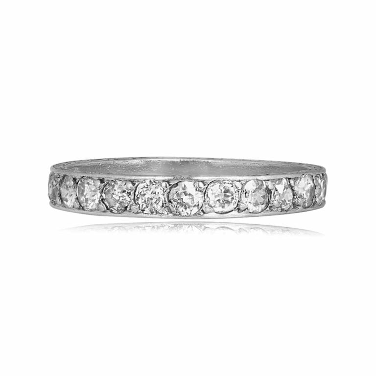 Art Deco Era Engraved Diamond Fermi Band, Circa 1920 3mm