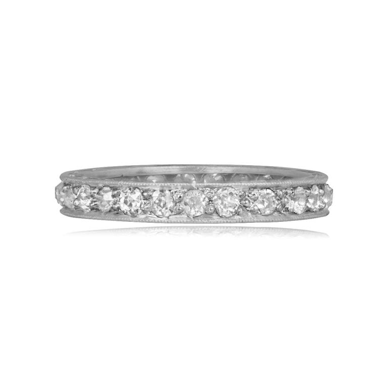 Art Deco Diamond Platinum Ellendale Band, Circa 1920 2.8mm