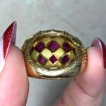 Schlumberger Vintage Ring from 1970 showcasing rubies and made out of 18k yellow gold