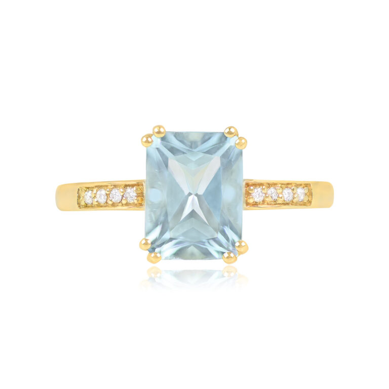 1.52ct Aquamarine and 18k Yellow Gold Sterling Ring